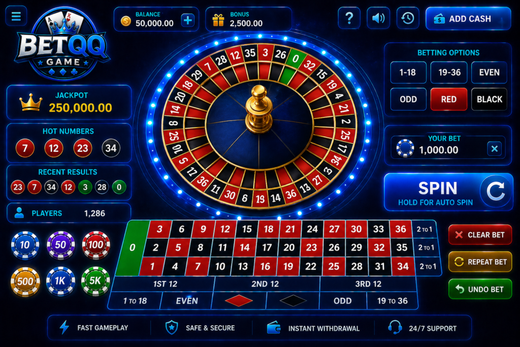 BETQQ Game roulette wheel image for Pakistani players featuring online casino-style spinning game and betting entertainment
