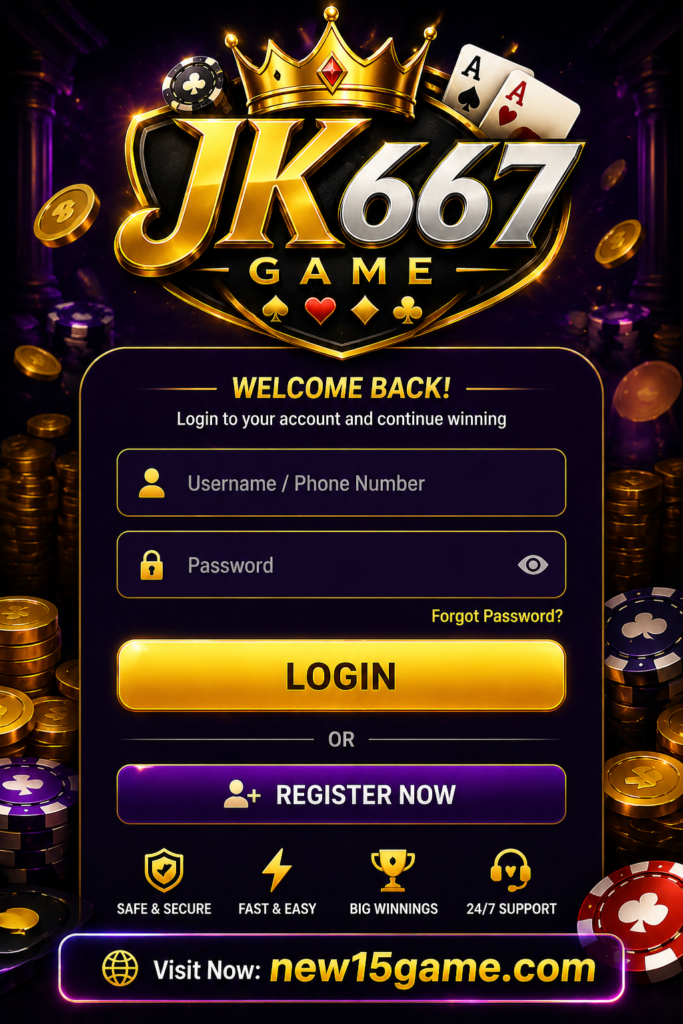 JK667 Game login page for Pakistan users with mobile account access, secure sign in, and easy login interface
