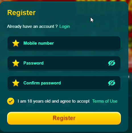 login or register page