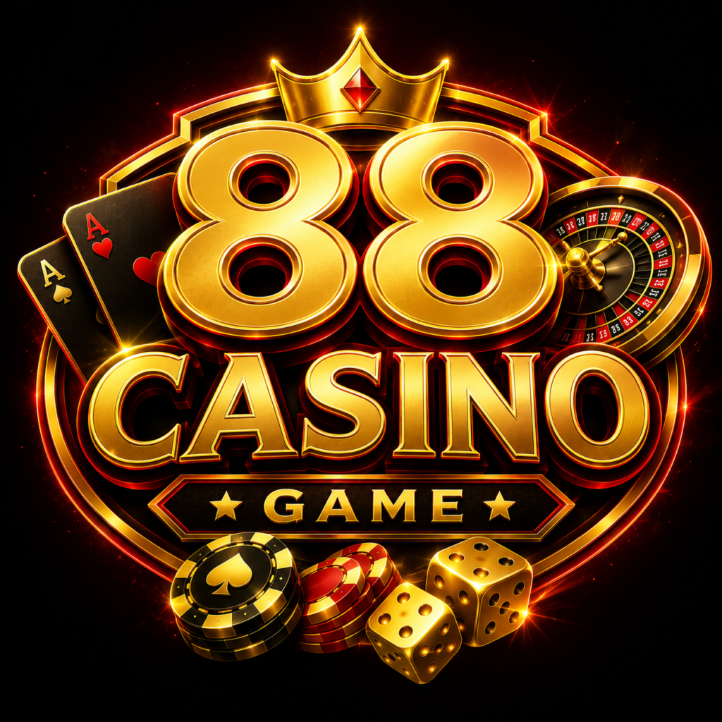 88 Casino Game logo with premium gold and black casino style design for Pakistani Android users