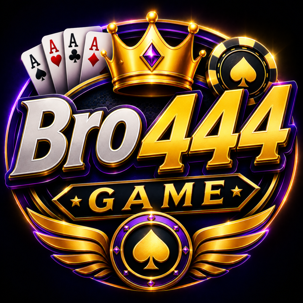 Bro444 Game logo with premium black and white design, stylish modern gaming branding, bold casino theme, mobile-friendly look, and professional Pakistani user appeal.
