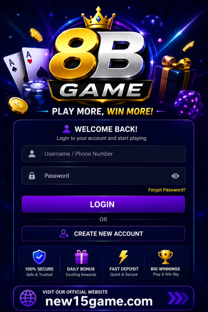 8B Game login page for Pakistani users with secure mobile sign in, account access, simple login options, and smartphone-friendly entry system
