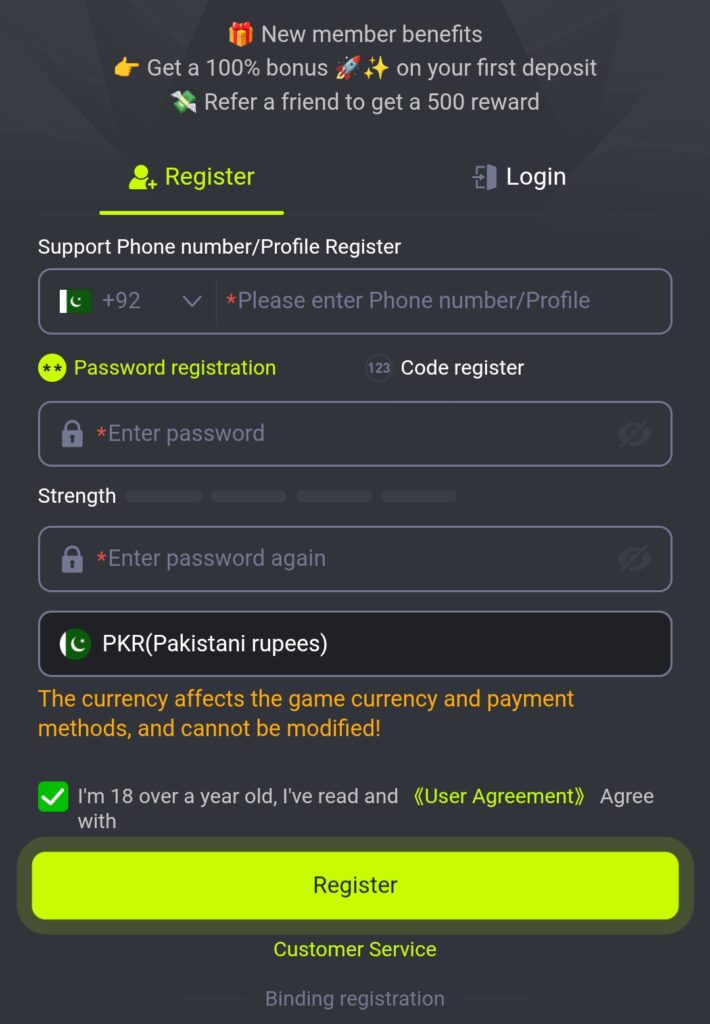 8JJBet Game Register Page – Create New Account in Pakistan