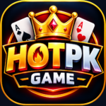 HOTPK Game logo featuring bold golden HOTPK text with a crown, playing cards, and premium gaming-style design.